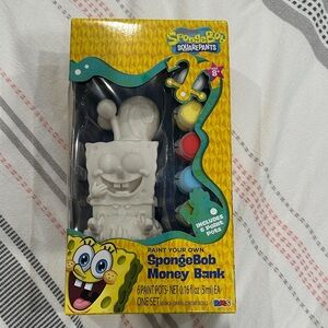 SpongeBob SquarePants Paint-Your-Own Bank with Yellow, Red, Blue, Black
